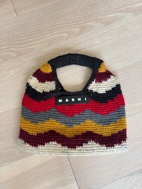 MARNI knit crochet stripe mini bag